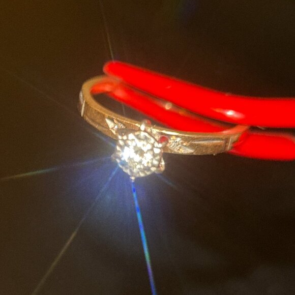 14K Gold Diamond Thin Band Engagement Ring - Picture 3 of 10